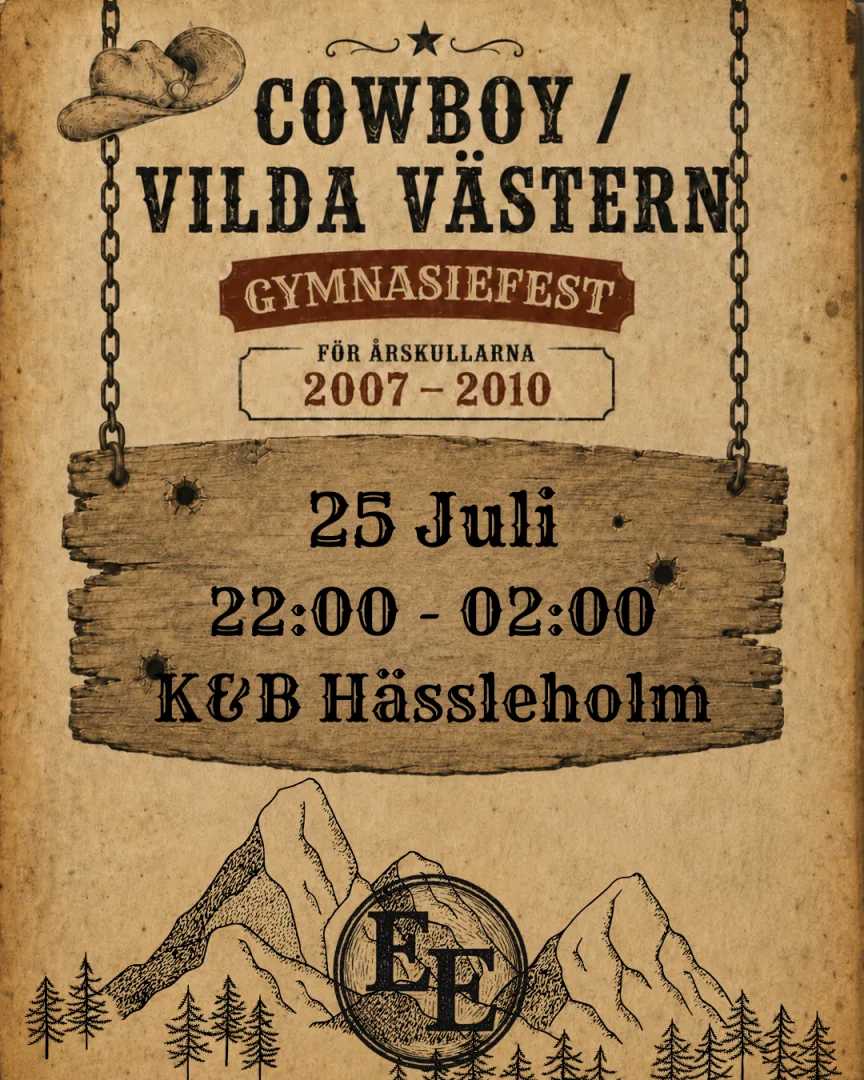 Cowboy/Vilda Västern Gymnasiefest